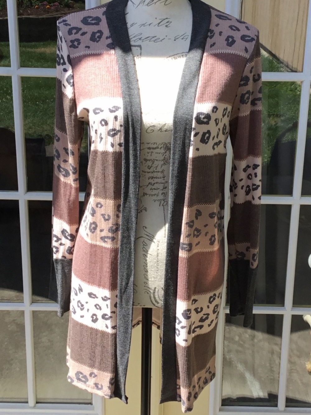 Lovely Melody Brown and Cream Leopard Stripe Open Cardigan